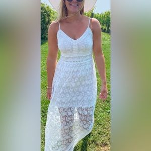 White lace maxi dress